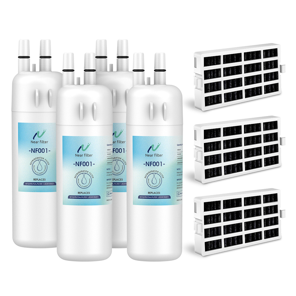 Nearfilter 4P Compatible EDR1RXD1, W10295370A, 9081 Refrigerator Water Filter 1 with 3P Air Filter
